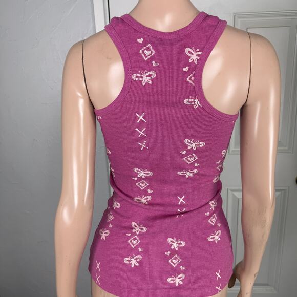 Vintage Y2k Self Esteem Tank Top Shirt M Butterfly Cotton Print Ribbed Knit Y10 - Picture 3 of 5
